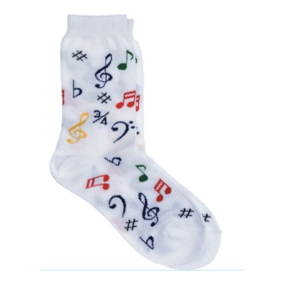 Socks Multi Notes White Kids-Clothing & Bags-Engadine Music-Engadine Music
