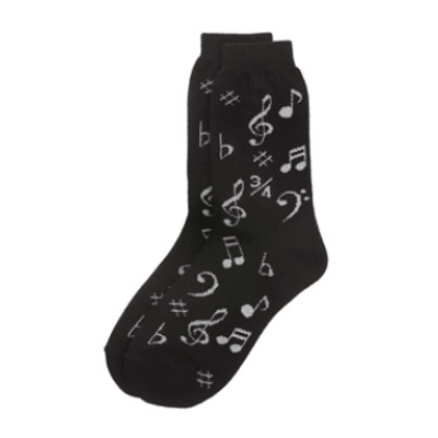Socks Notes Black And Silver Women-Clothing & Bags-Engadine Music-Engadine Music