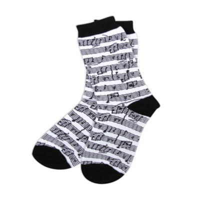 Socks Sheet Music Black And White-Clothing & Bags-Engadine Music-Engadine Music