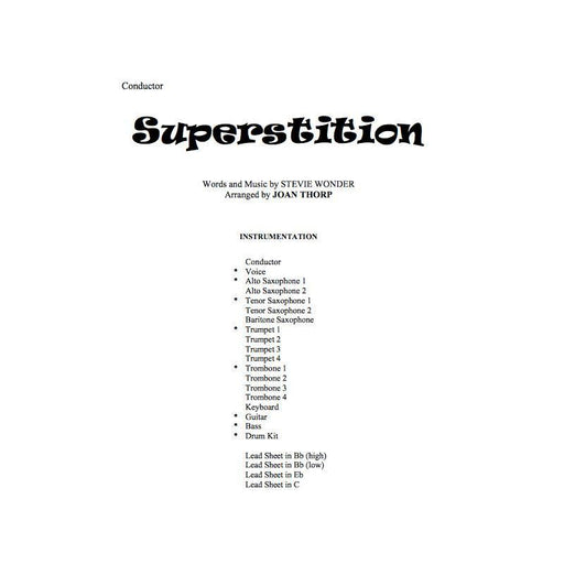 Superstition Arr. Joan Thorp Jazz Vocal Chart Grade 3-Jazz Vocal Chart-Thorp Music-Engadine Music