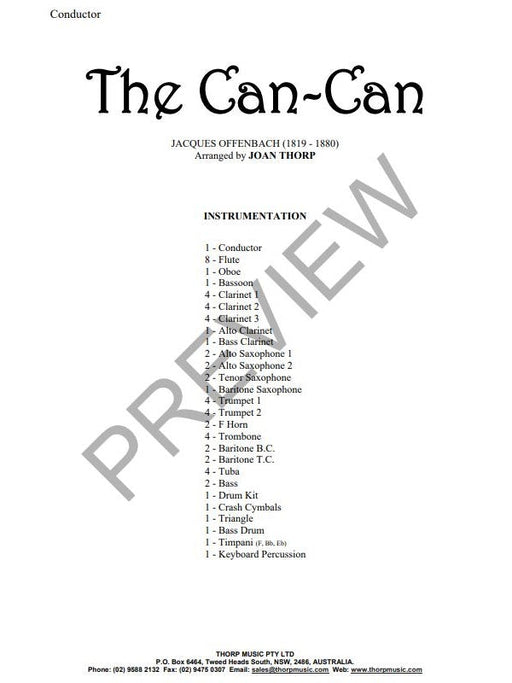 The Can Can, Arr. Joan Thorp Concert Band Grade 2