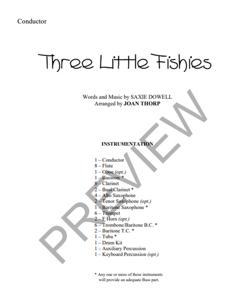 Three Little Fishies, Arr. Joan Thorp Concert Band Grade 1-Concert Band-Thorp Music-Engadine Music