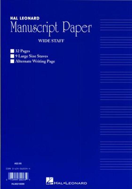Wide Staff Manuscript 32 Page (Blue) 9 Staves/Interleaved-Manuscript-Hal Leonard-Engadine Music