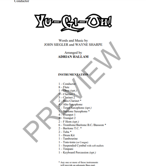 Yu-Gi-Oh! Arr. Adrian Hallam Concert Band Grade 1.5-Concert Band-Thorp Music-Engadine Music